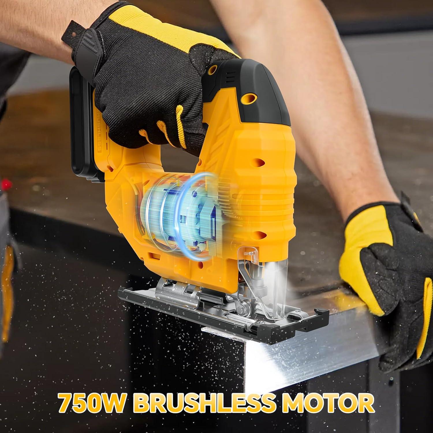 Sierra de calar inalámbrica HLiePiHa 20V con luz LED y 7 velocidades