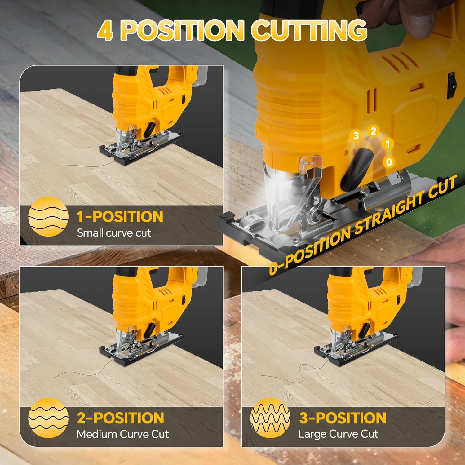 Sierra de calar inalámbrica HLiePiHa 20V con luz LED y 7 velocidades