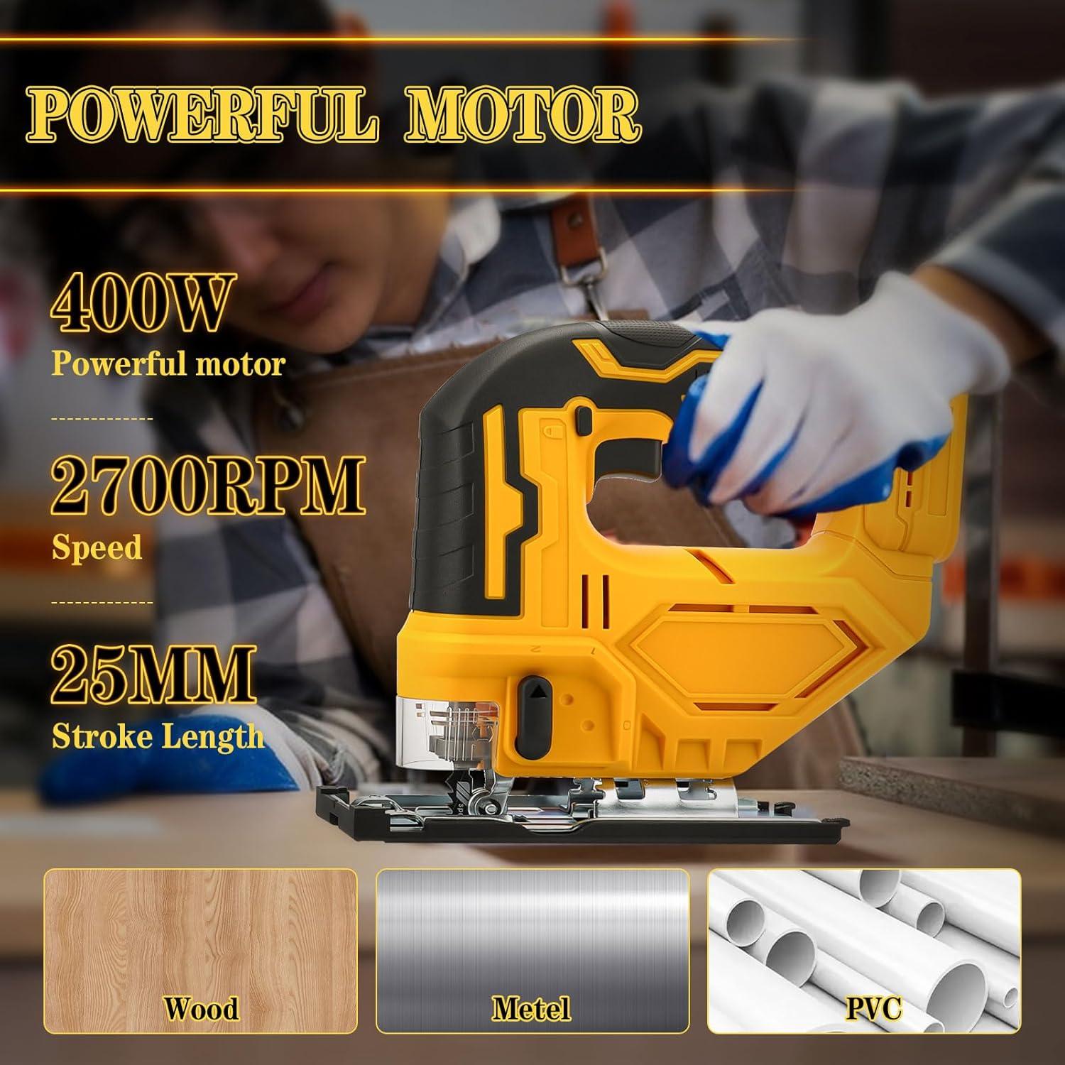 Sierra de calar inalámbrica Dewalt 20V 400W 2700RPM con 6 hojas