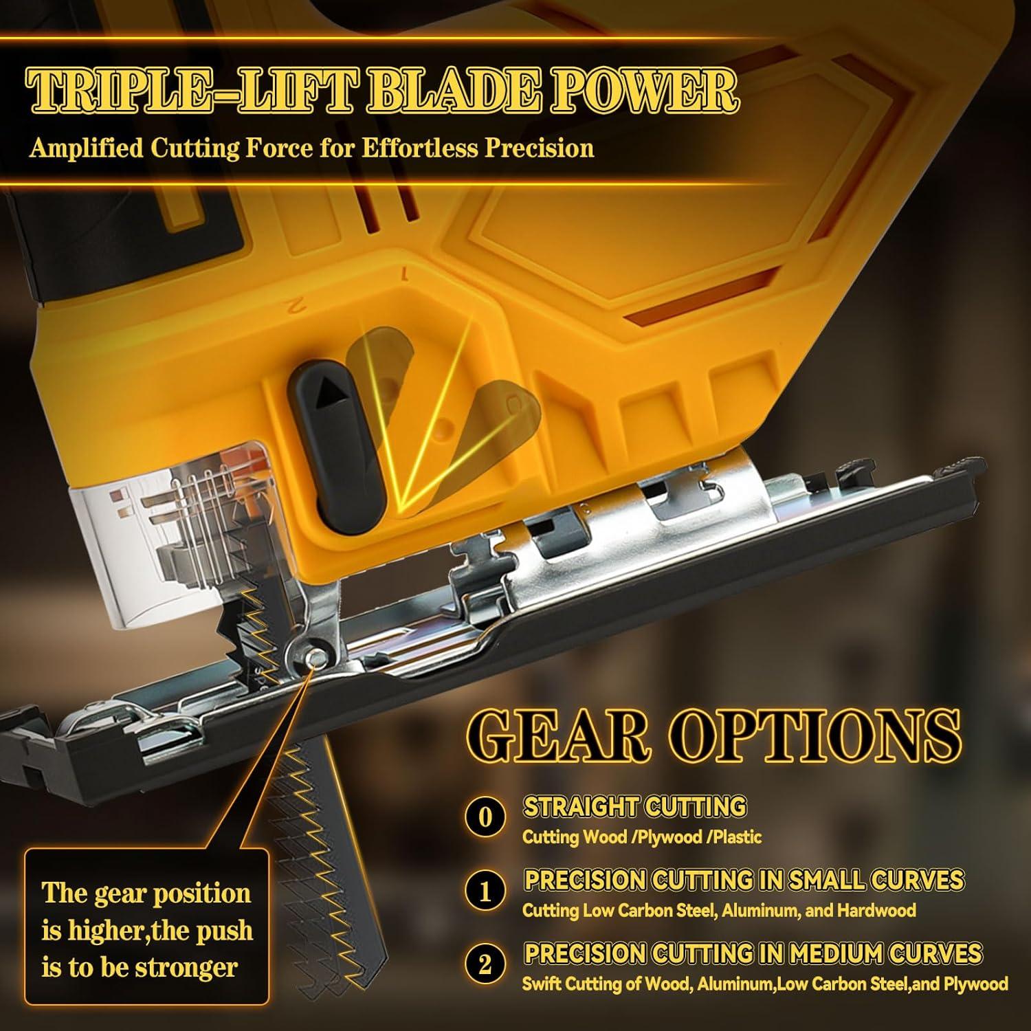 Sierra de calar inalámbrica Dewalt 20V 400W 2700RPM con 6 hojas