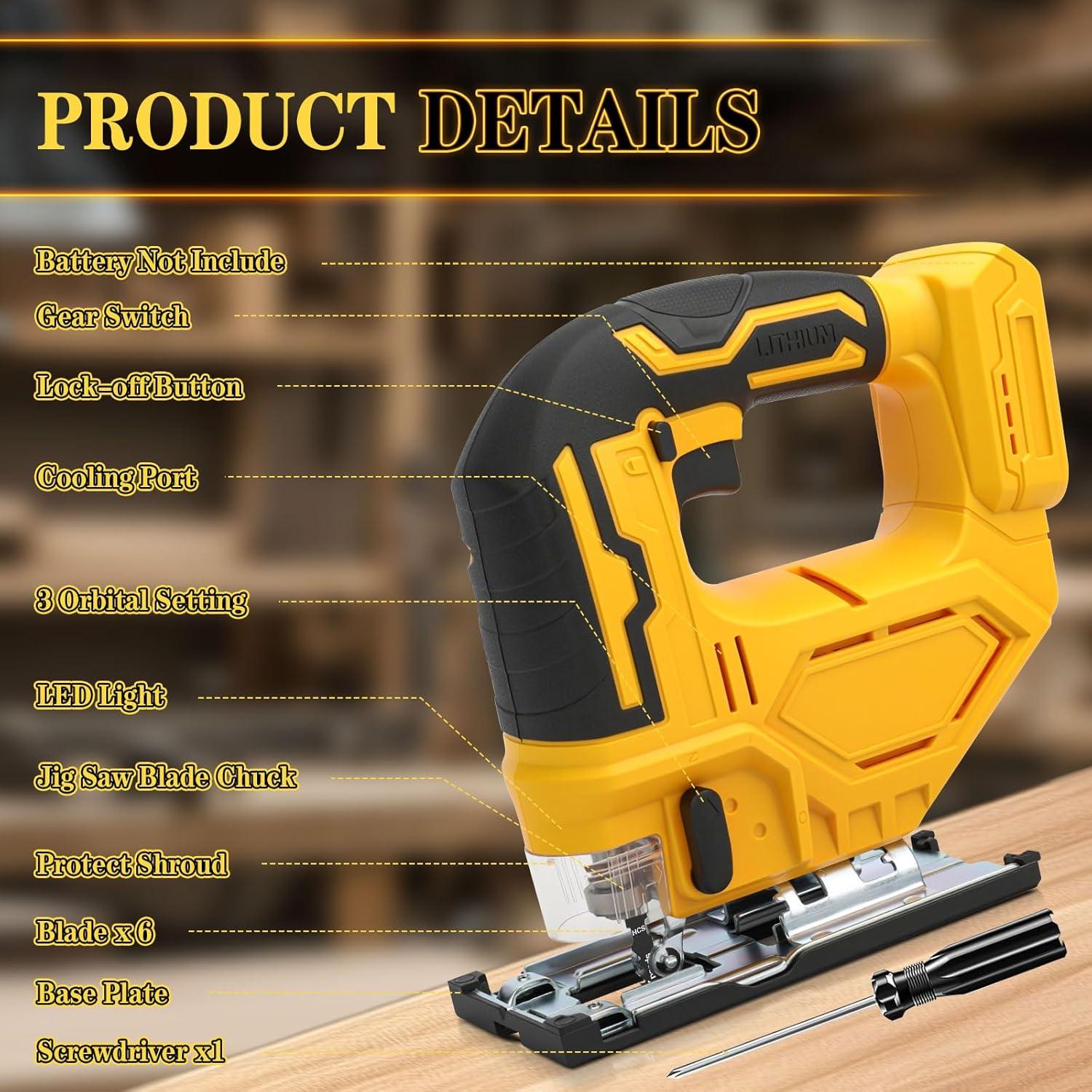 Sierra de calar inalámbrica Dewalt 20V 400W 2700RPM con 6 hojas