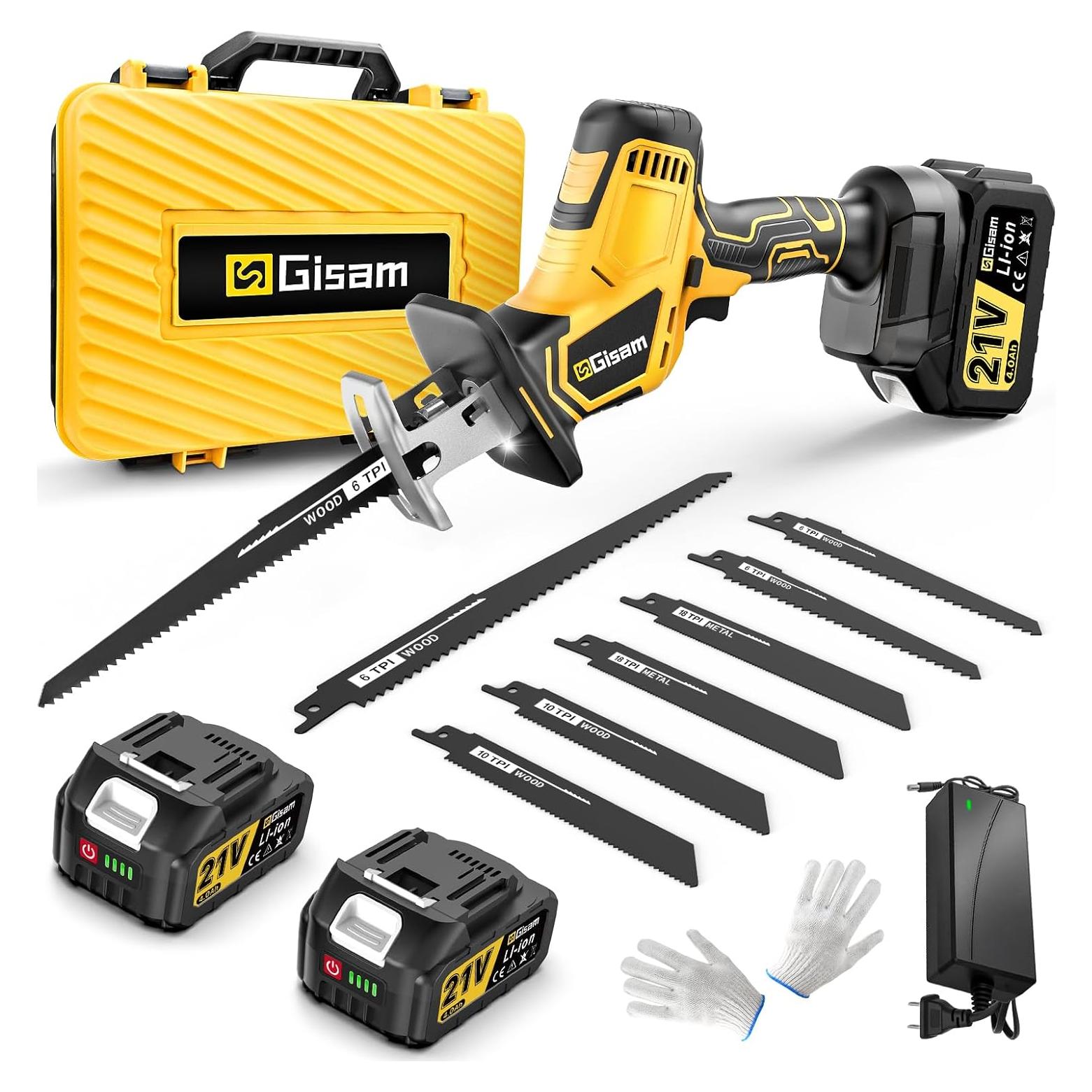 Sierra Recíproca Inalámbrica Gisam 21V 4.0Ah 3500SPM