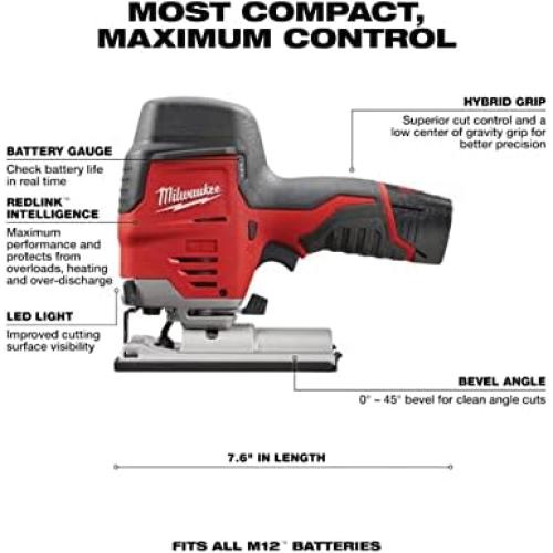 Sierra de calar inalámbrica Milwaukee M12 2445-22MT con kit