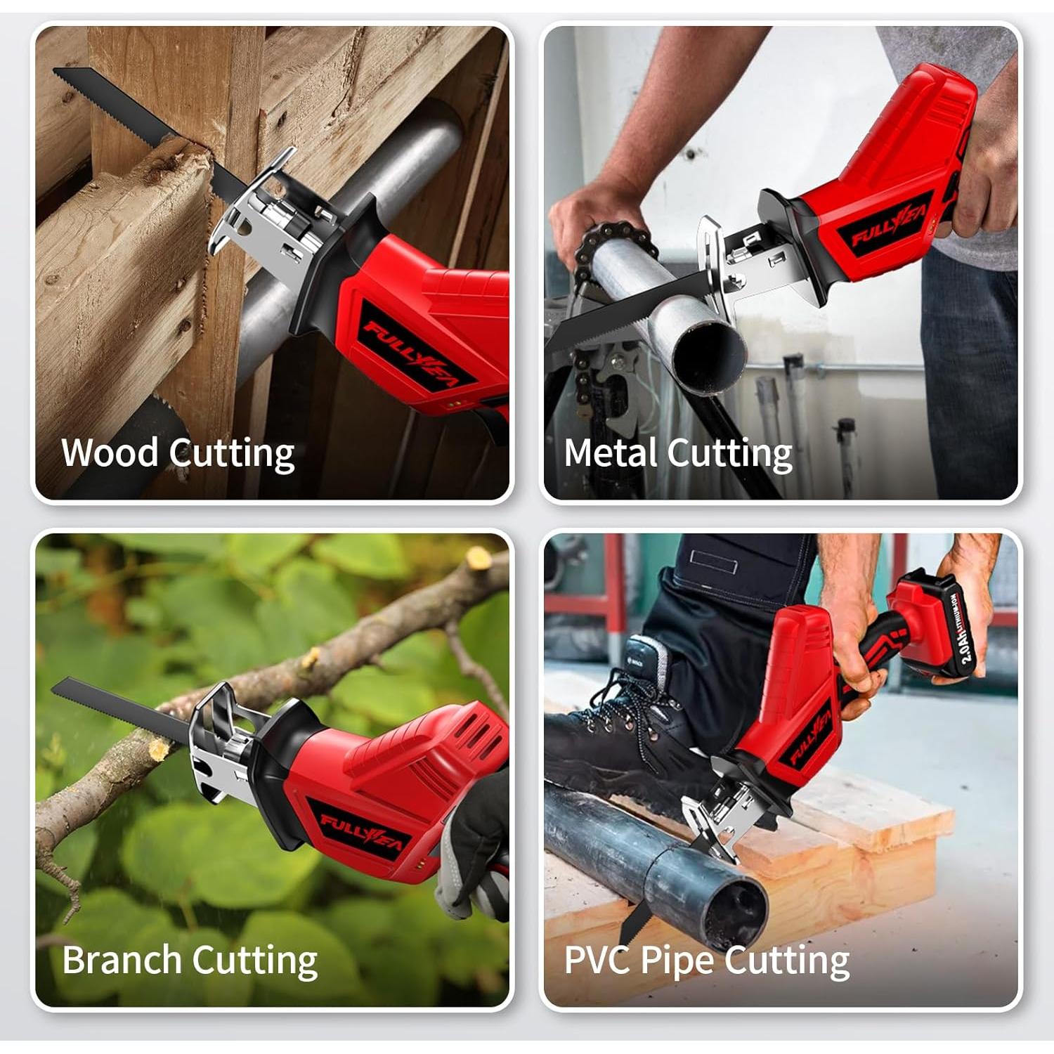 Sierra Recíproca Inalámbrica FULLYEA 21V 3500SPM con 2 Baterías