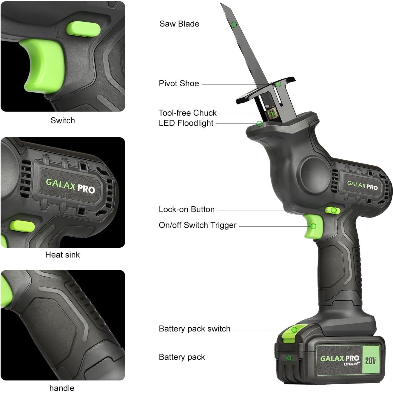 Sierra Recíproca Inalámbrica GALAX PRO 20V 4.0Ah 3000RPM