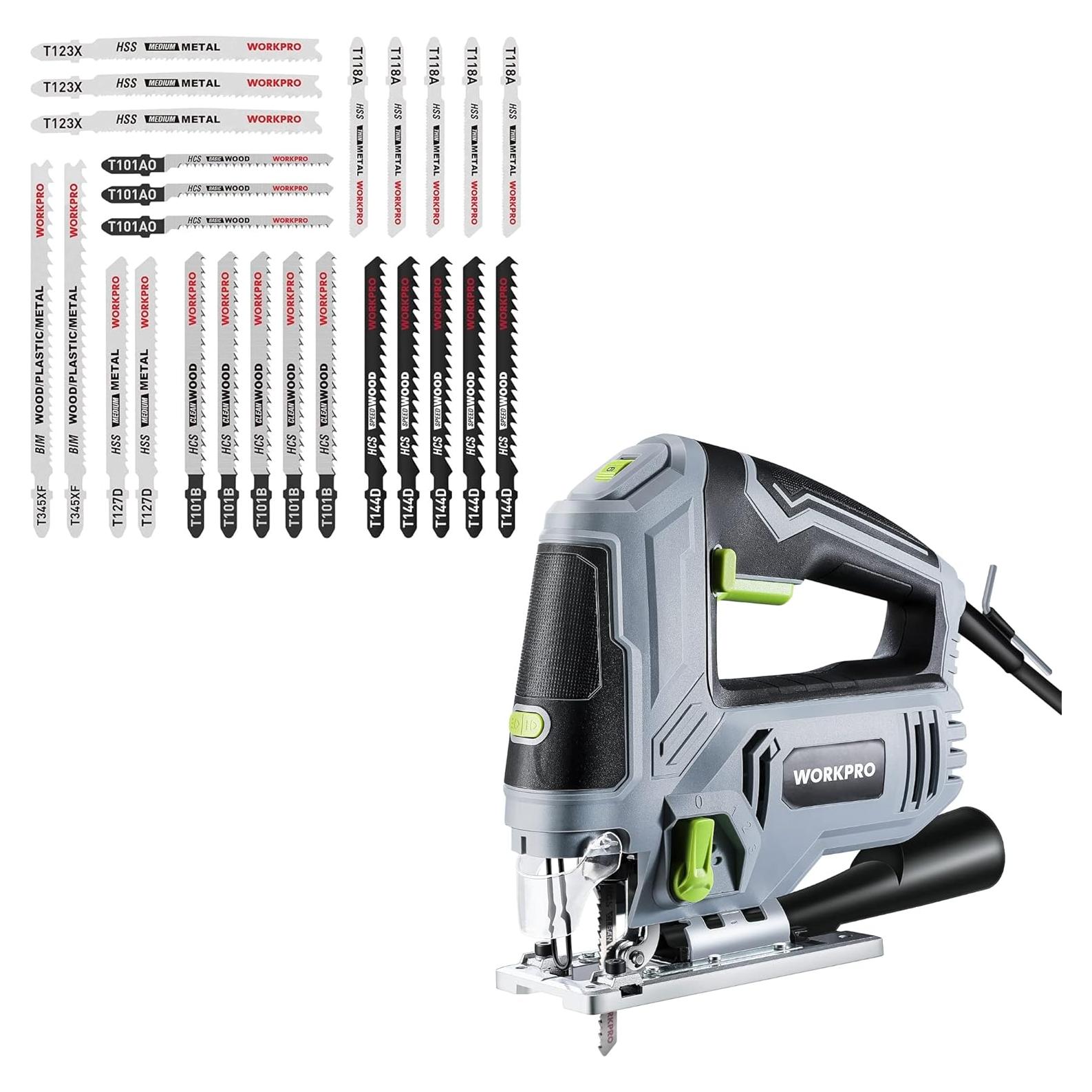 WORKPRO Kit Sierra de Calar 6.5AMP + 25 Cuchillas T-Shank