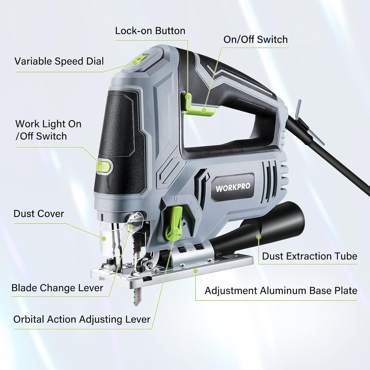 WORKPRO Kit Sierra de Calar 6.5AMP + 25 Cuchillas T-Shank