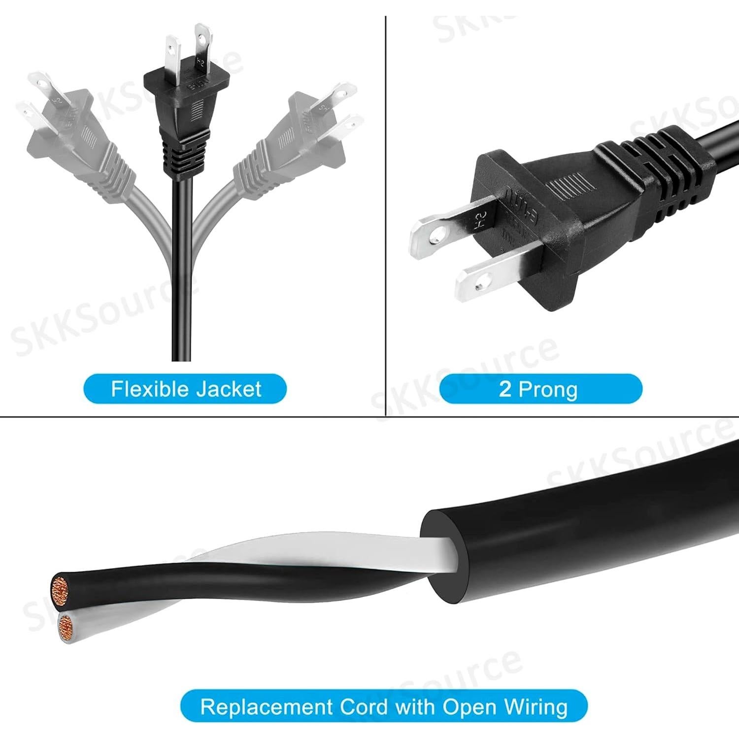 Cable de Alimentación AC 3m SKKSource 18AWG Compatible Bosch