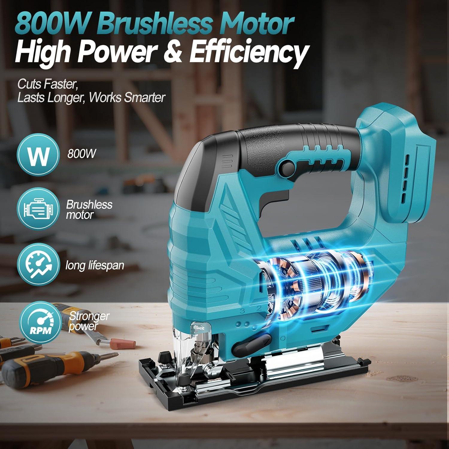 Sierra de calar inalámbrica Fledukten 800W 18V con riel guía