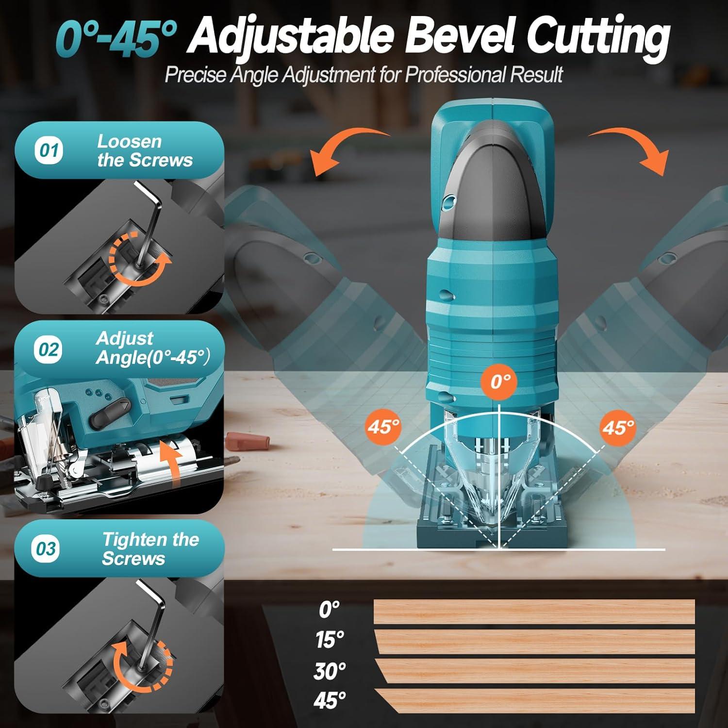 Sierra de calar inalámbrica Fledukten 800W 18V con riel guía