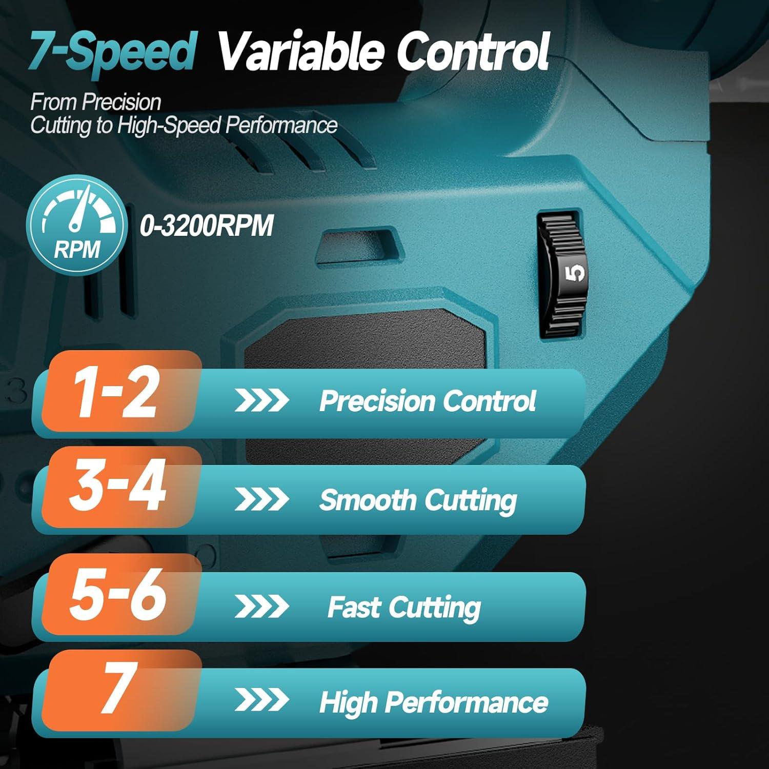 Sierra de calar inalámbrica Fledukten 800W 18V con riel guía