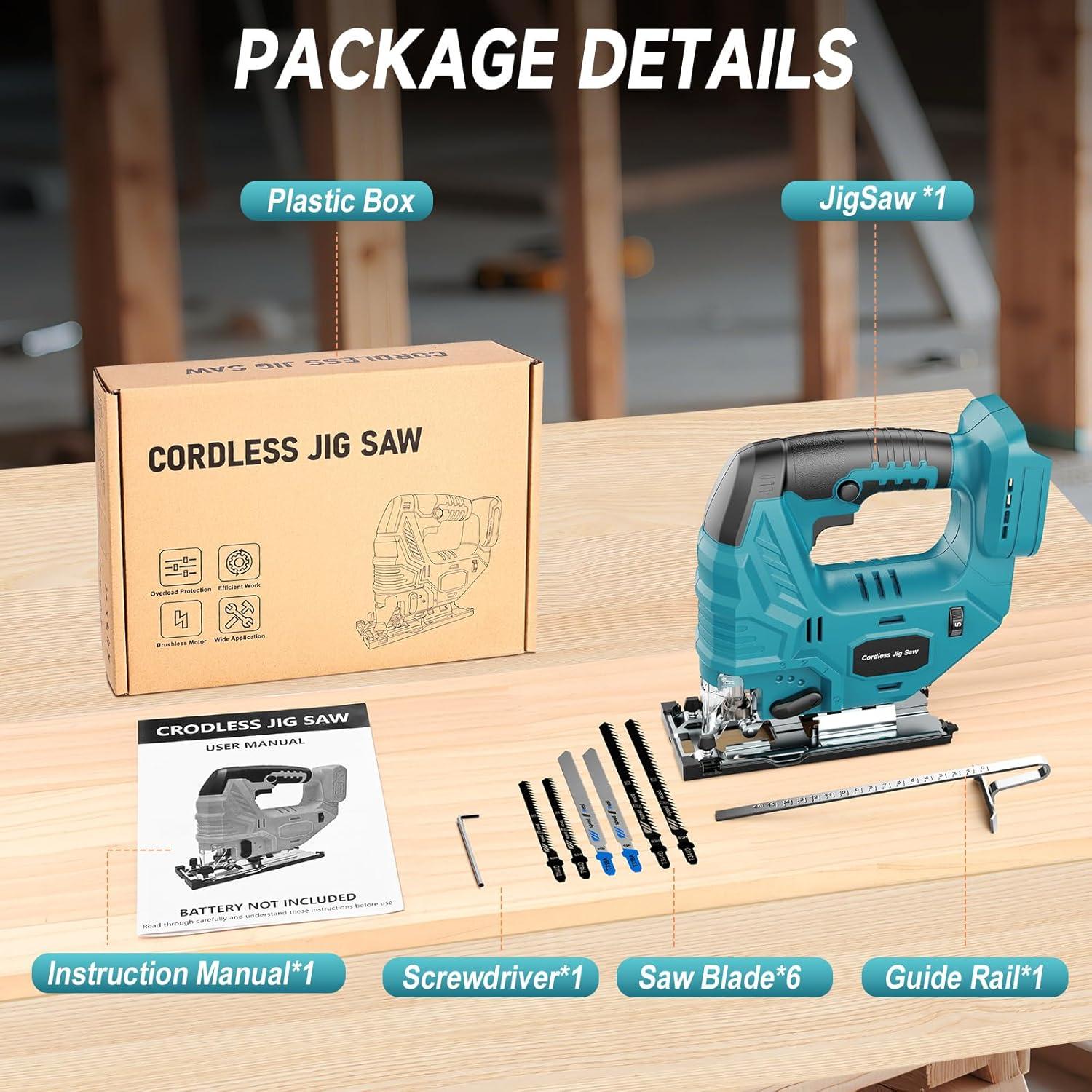 Sierra de calar inalámbrica Fledukten 800W 18V con riel guía