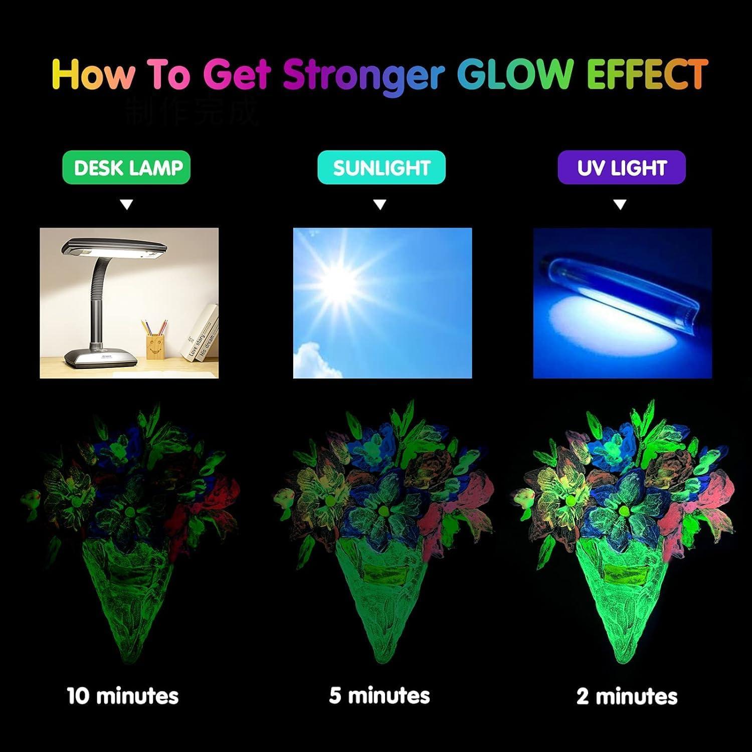 Set de 10 Pinturas Acrílicas que Brillan en la Oscuridad TBC