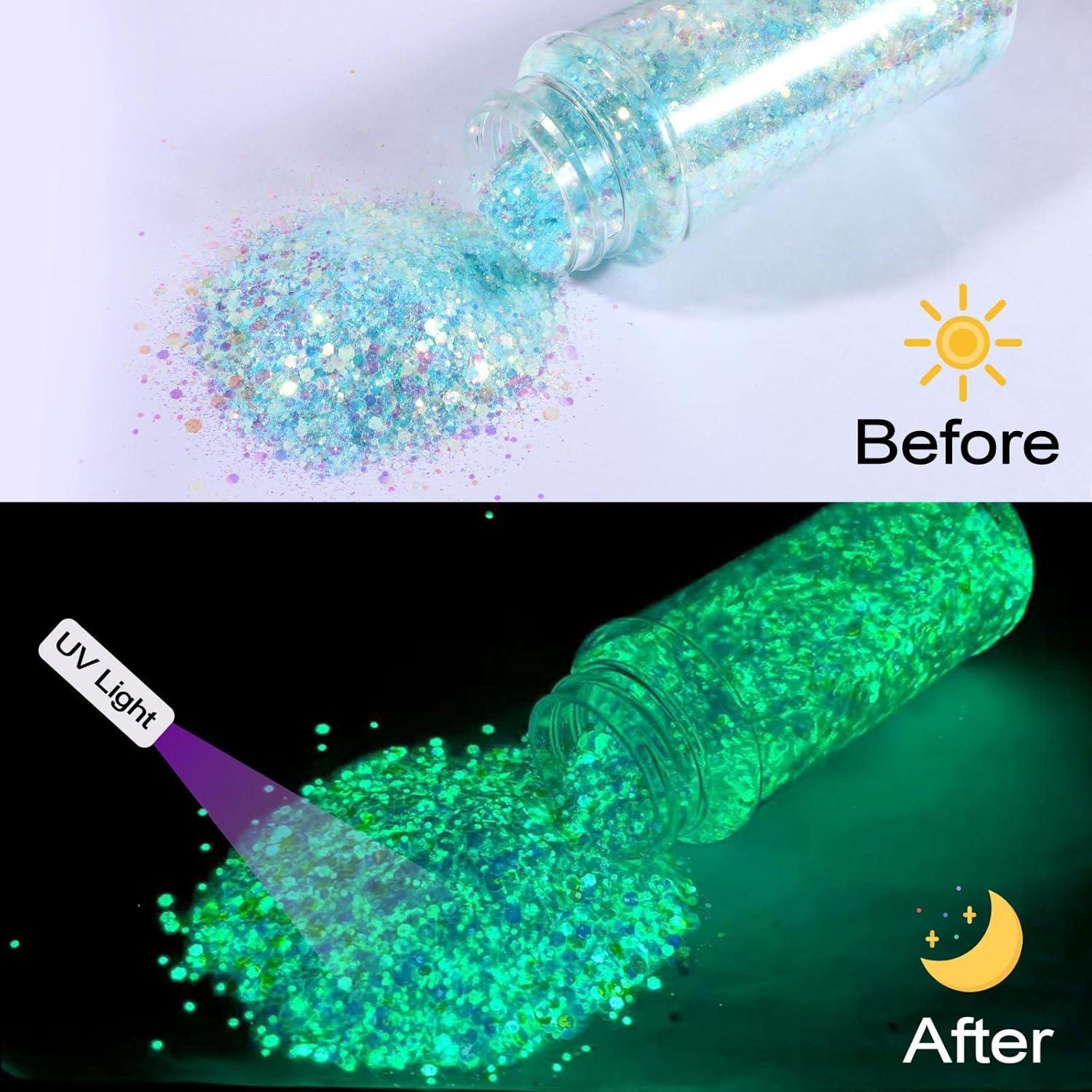 Purpurina Chunky Brillo en la Oscuridad Ceya 95g Azul Cielo