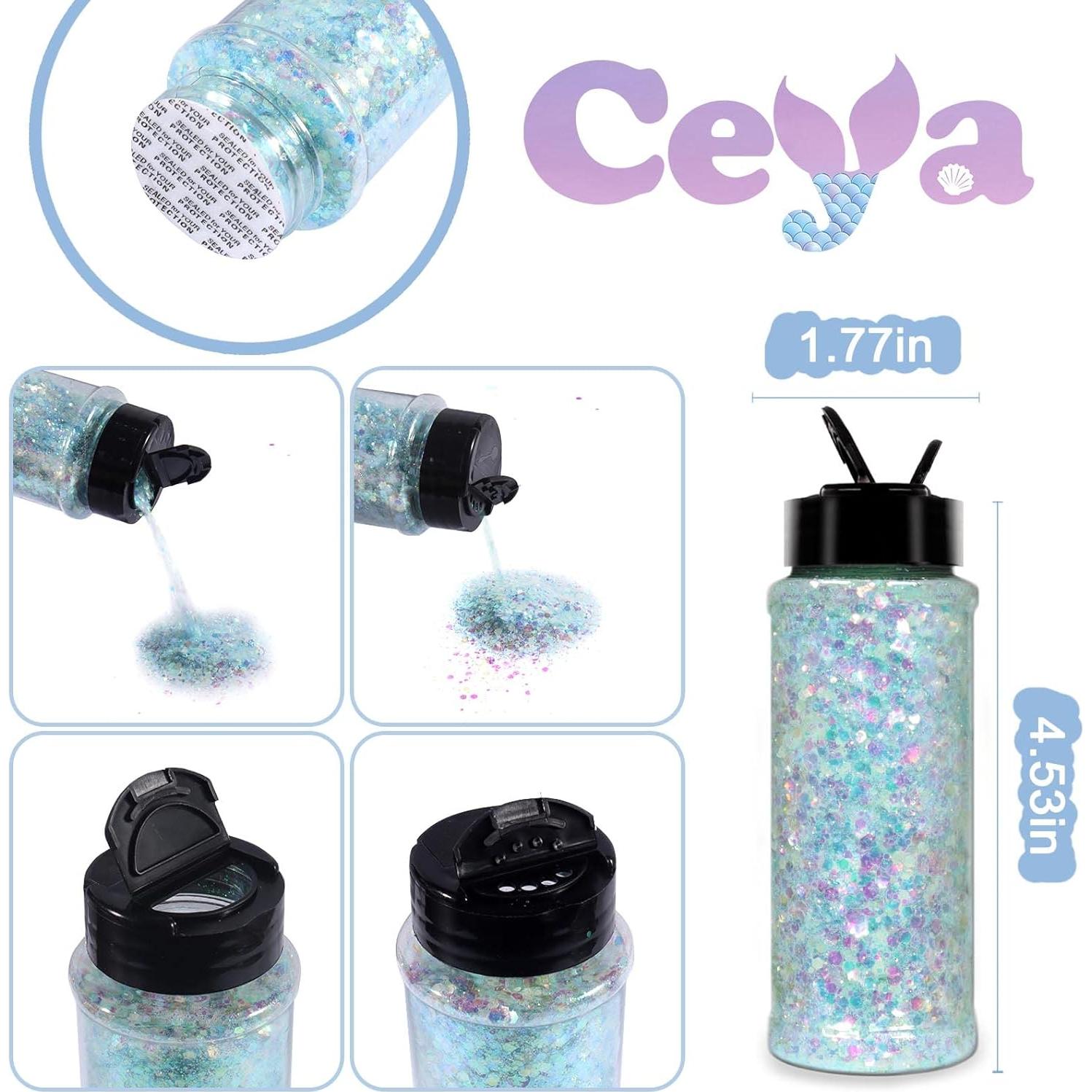 Purpurina Chunky Brillo en la Oscuridad Ceya 95g Azul Cielo