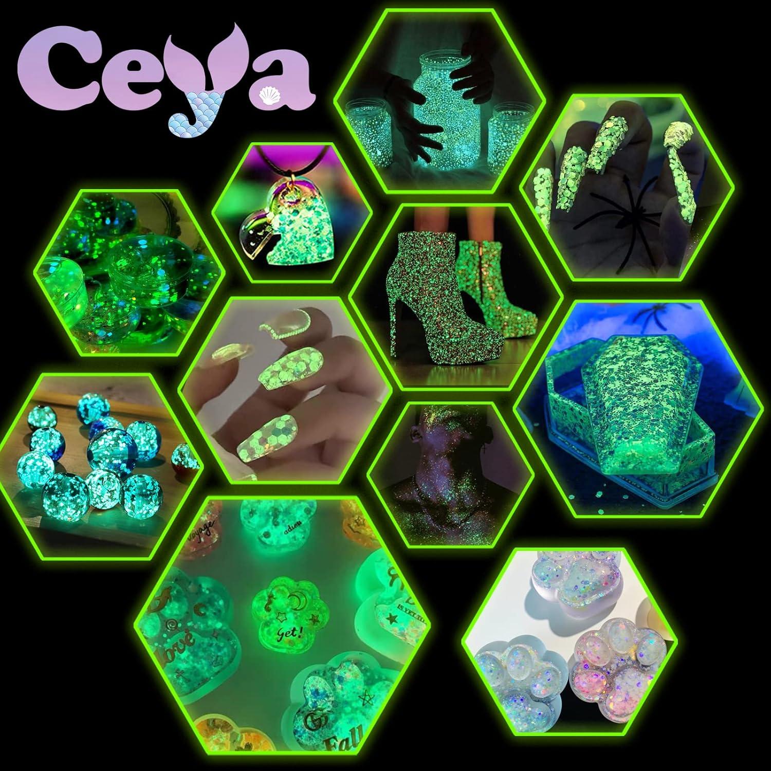 Purpurina Chunky Brillo en la Oscuridad Ceya 95g Azul Cielo