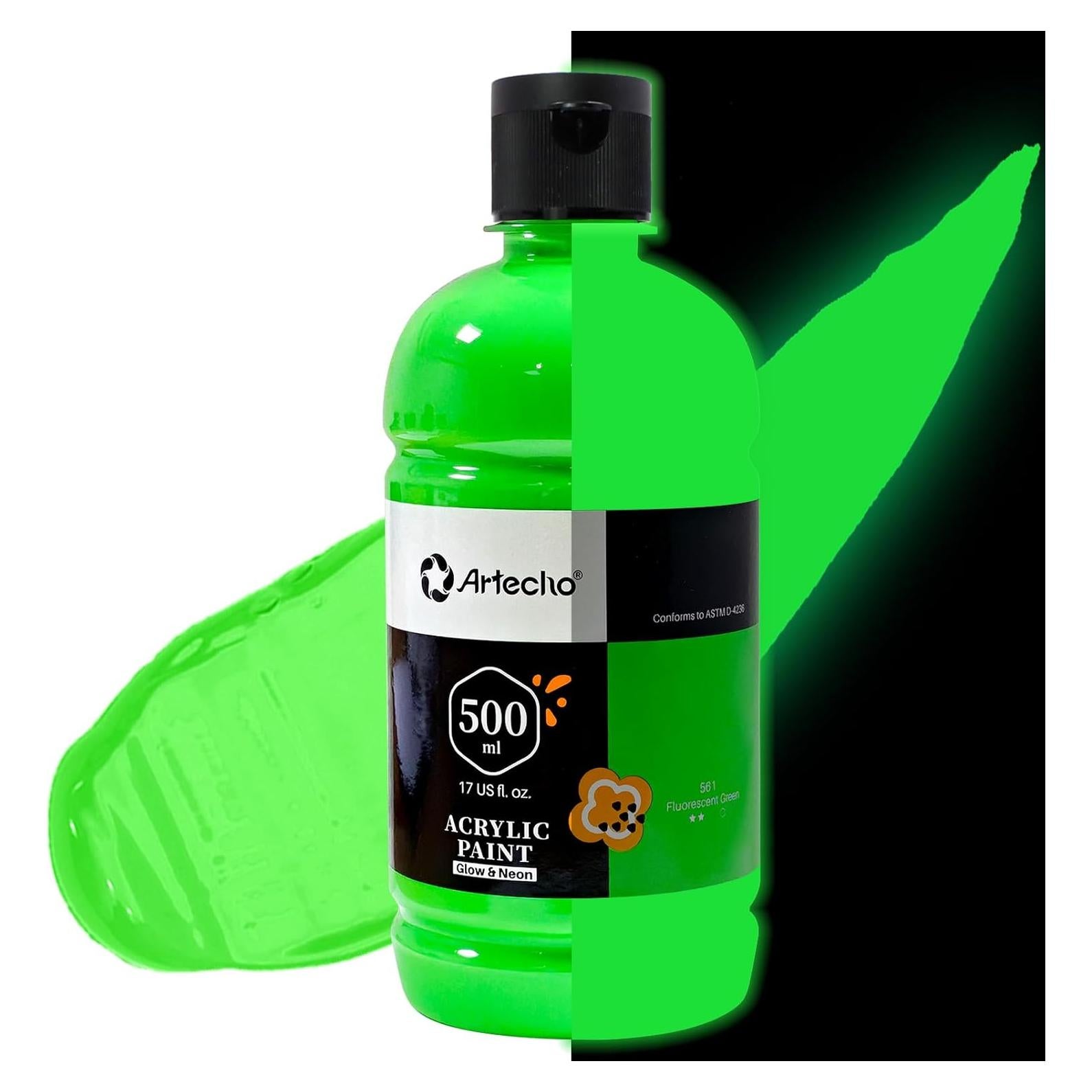 Pintura Acrílica Verde Brillante en la Oscuridad Artecho 500ml