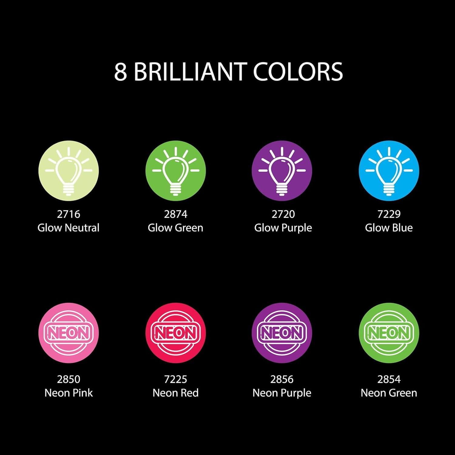 Set de Pintura Acrílica FolkArt Neón y Brilla en la Oscuridad 8 Colores 59 ml