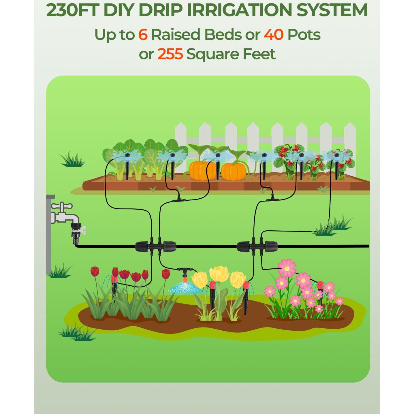 Sistema de Riego por Goteo Toki-dot 230FT para Jardín