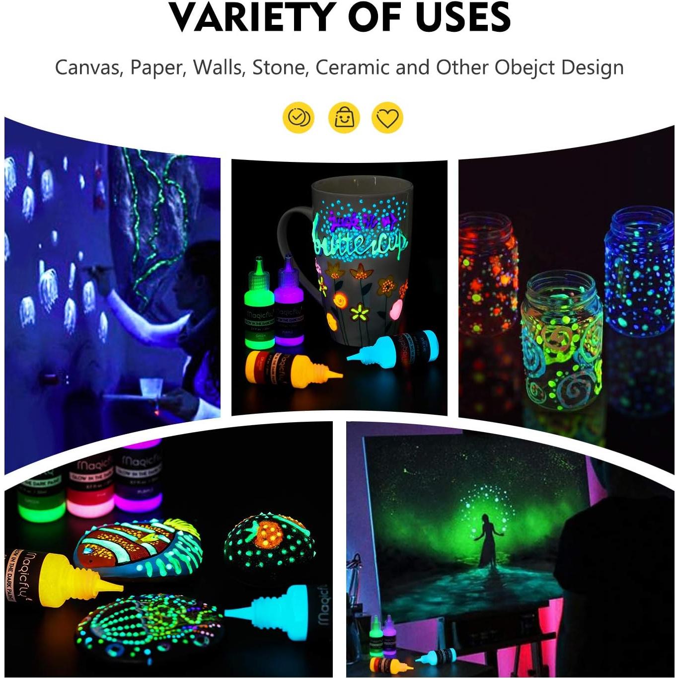 Set de Pintura Acrílica Luminosa Magicfly 10 Colores 20 ml