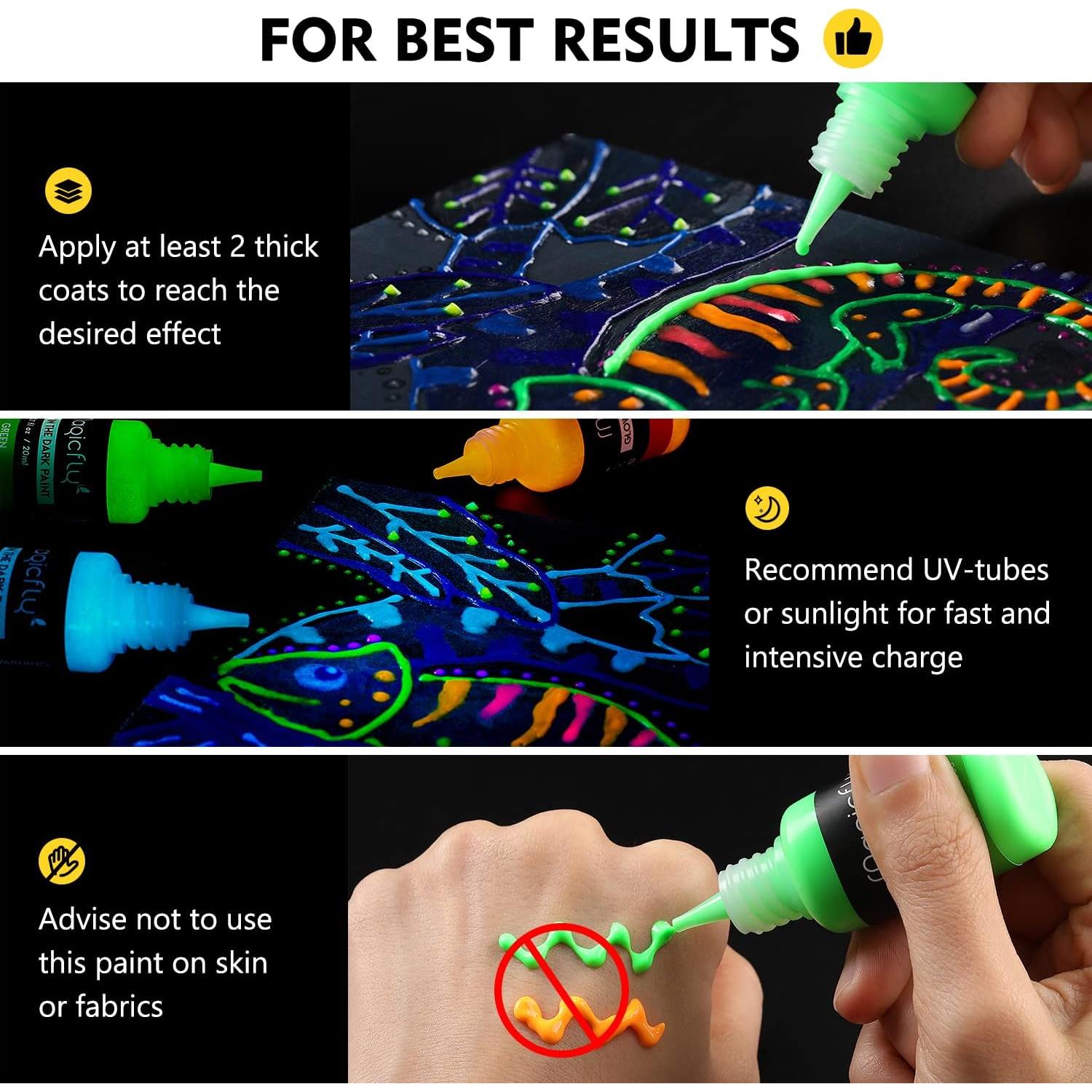 Set de Pintura Acrílica Luminosa Magicfly 10 Colores 20 ml