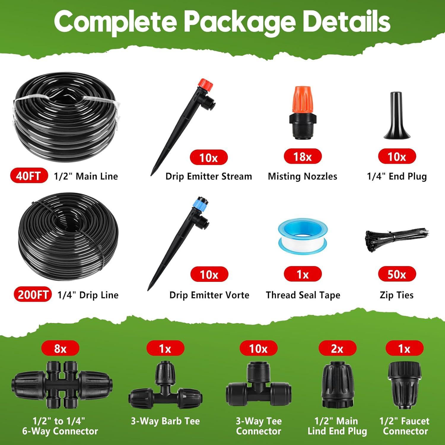 Sistema de Riego por Goteo PUUKU 240FT Automático Jardín