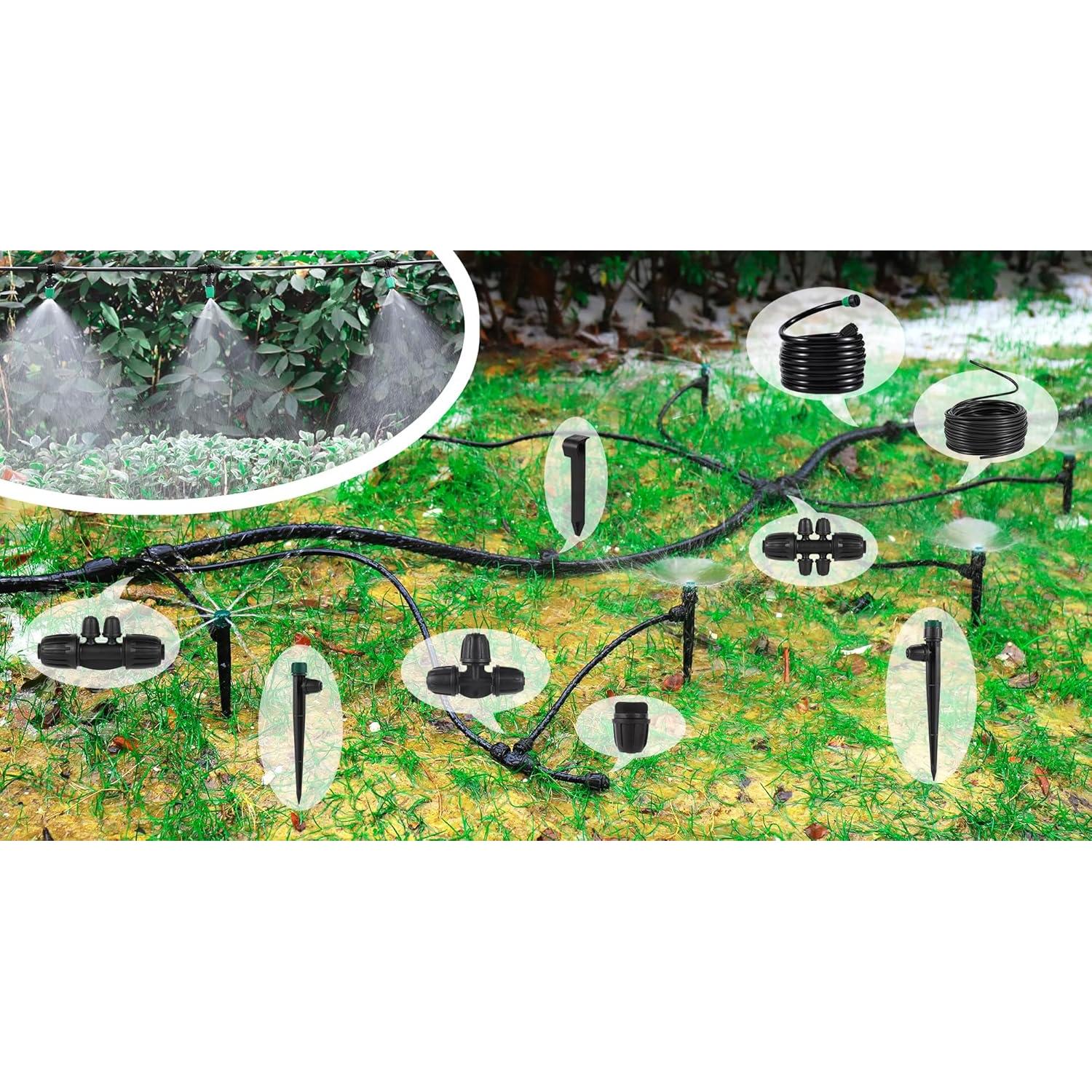 Kit de Riego por Goteo NRWRTY 124FT a Prueba de Fugas