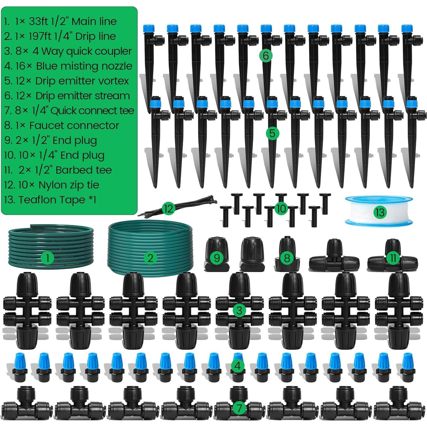Sistema de Riego por Goteo Bluepro 70m con Accesorios