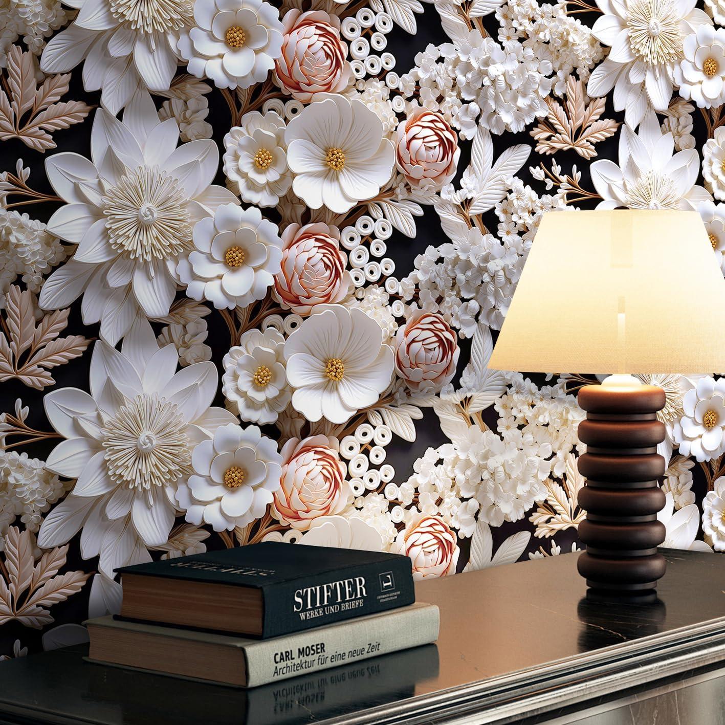 Papel Tapiz Autoadhesivo Floral 3D FunStick 44.5cm x 9m