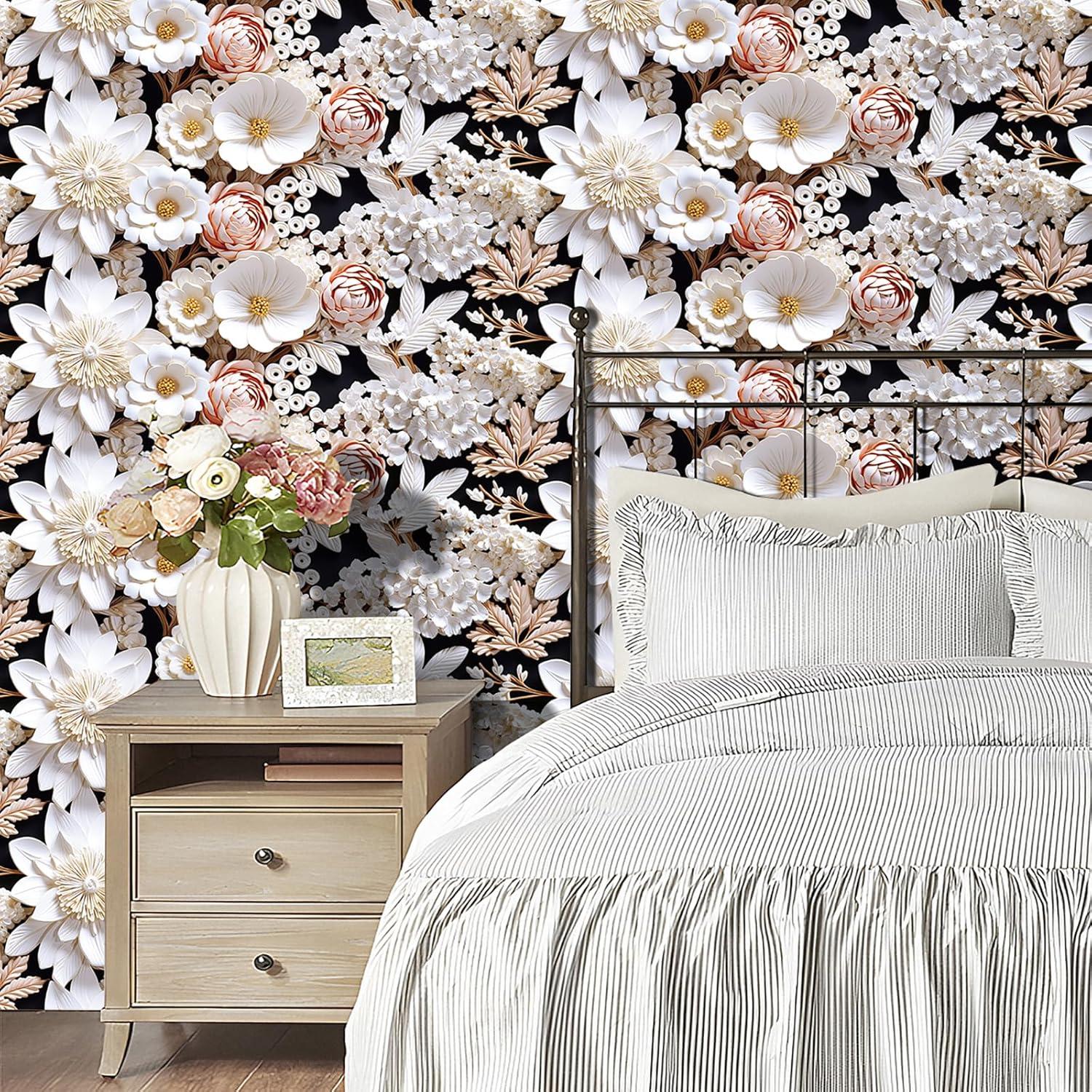 Papel Tapiz Autoadhesivo Floral 3D FunStick 44.5cm x 9m