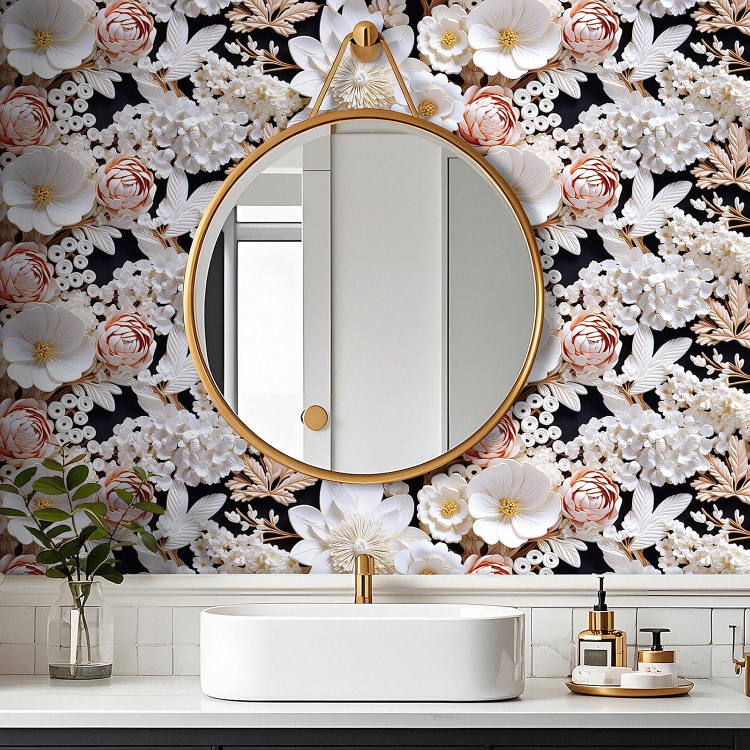 Papel Tapiz Autoadhesivo Floral 3D FunStick 44.5cm x 9m