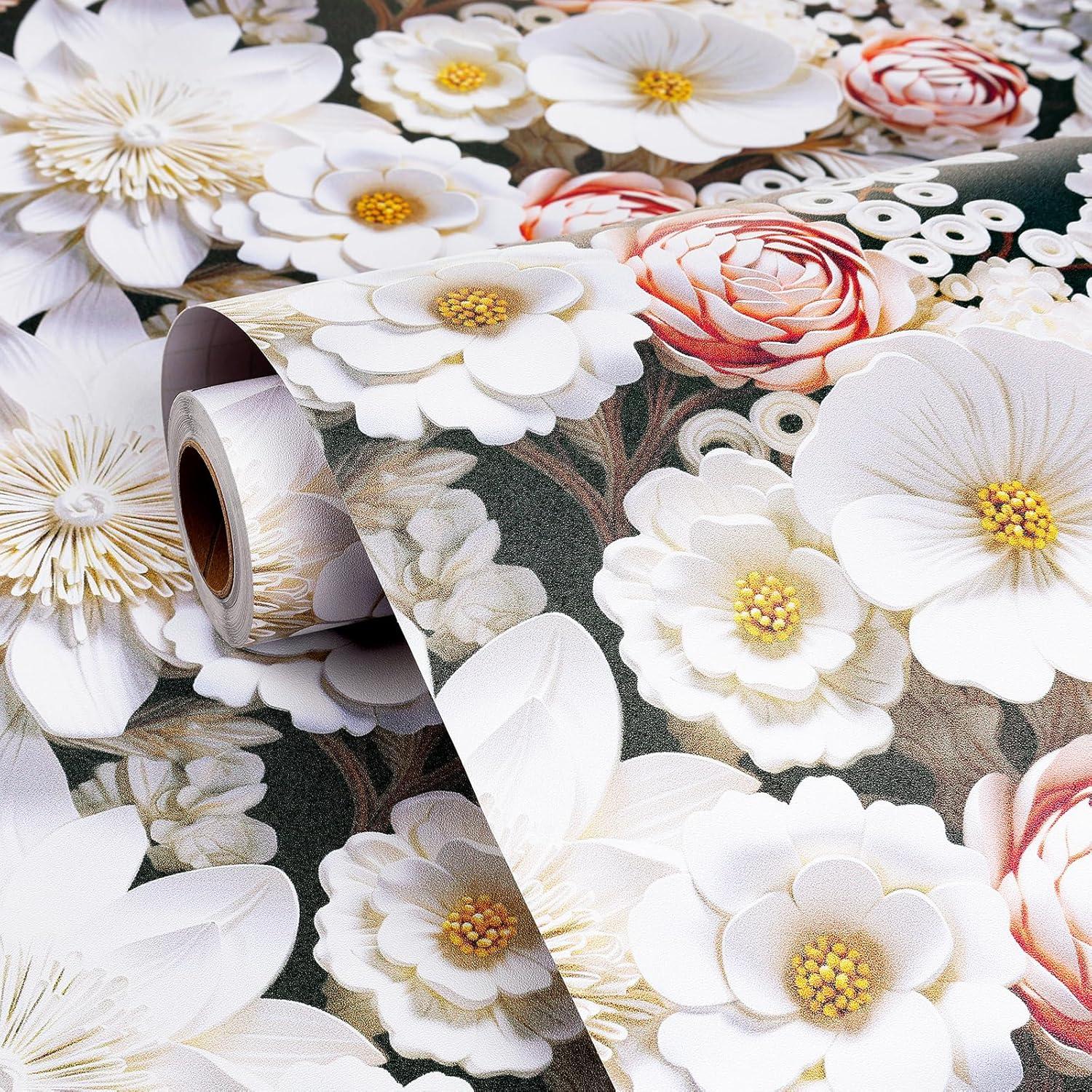 Papel Tapiz Autoadhesivo Floral 3D FunStick 44.5cm x 9m