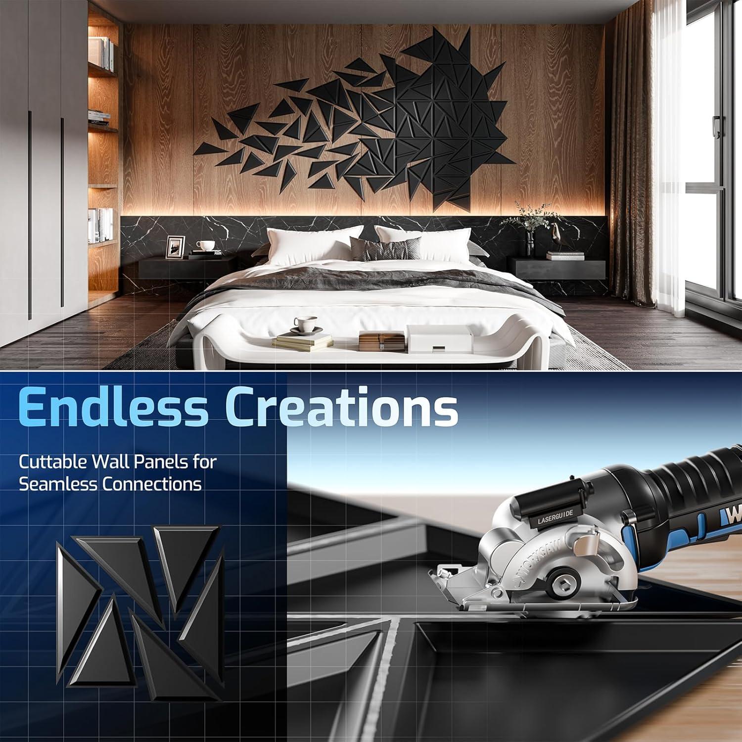 Paneles de Pared 3D ROOME 30x30cm Negro PVC Autoadhesivos