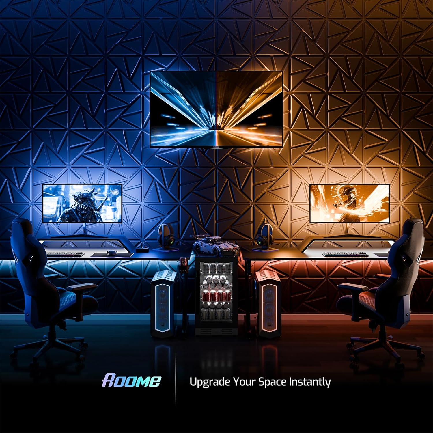 Paneles de Pared 3D ROOME 30x30cm Negro PVC Autoadhesivos