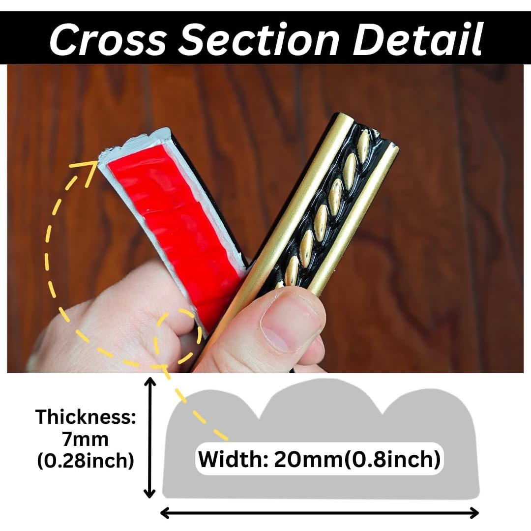 Moldura autoadhesiva flexible Maxiroc 3.05m Negro Dorado