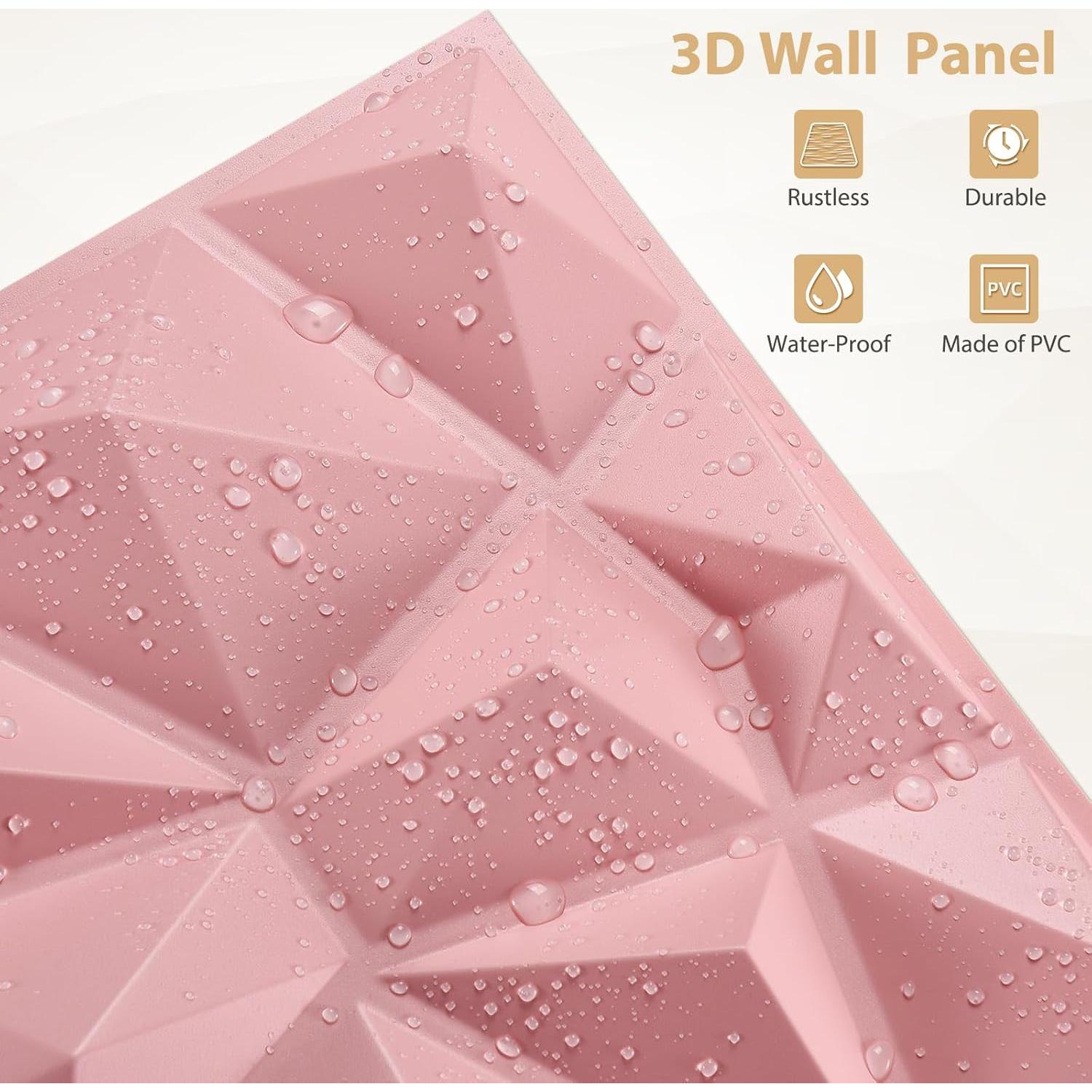 Paneles de Pared 3D Heikki Rosa 30cm x 30cm - 30 Piezas PVC