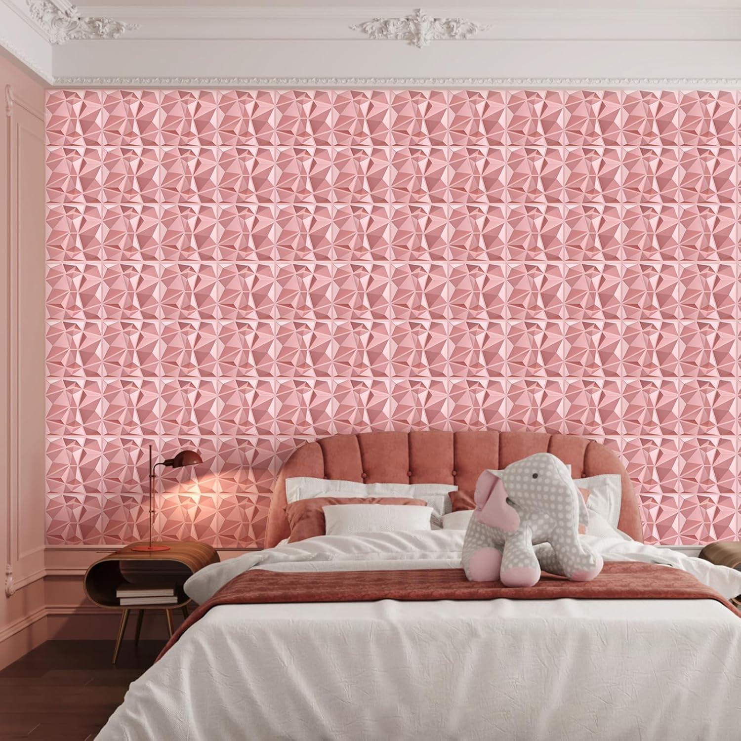 Paneles de Pared 3D Heikki Rosa 30cm x 30cm - 30 Piezas PVC