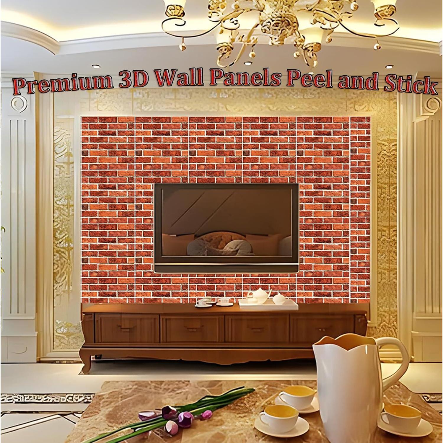 Paneles de Pared 3D Autoadhesivos Ekezon 10PCS Ladrillo 30.48cm