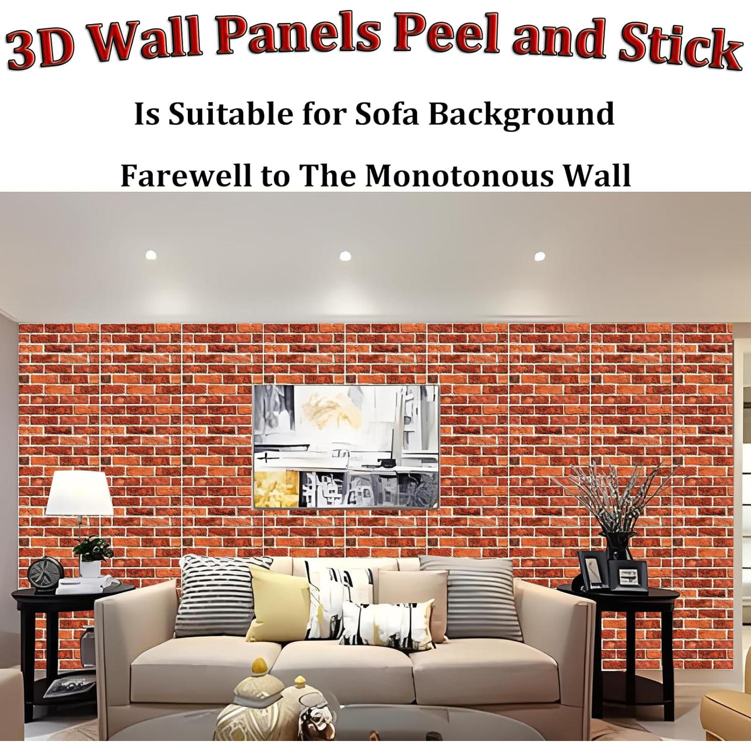 Paneles de Pared 3D Autoadhesivos Ekezon 10PCS Ladrillo 30.48cm