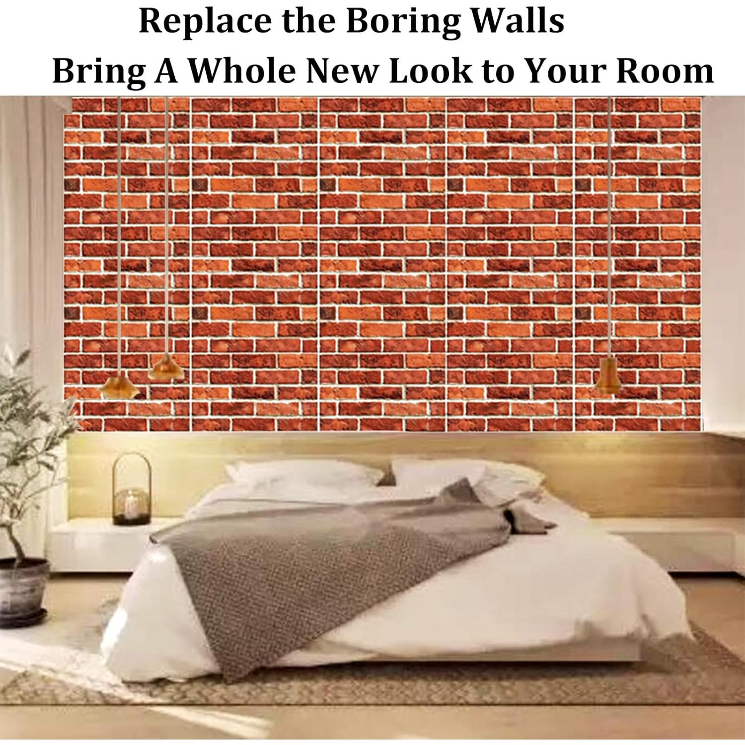 Paneles de Pared 3D Autoadhesivos Ekezon 10PCS Ladrillo 30.48cm