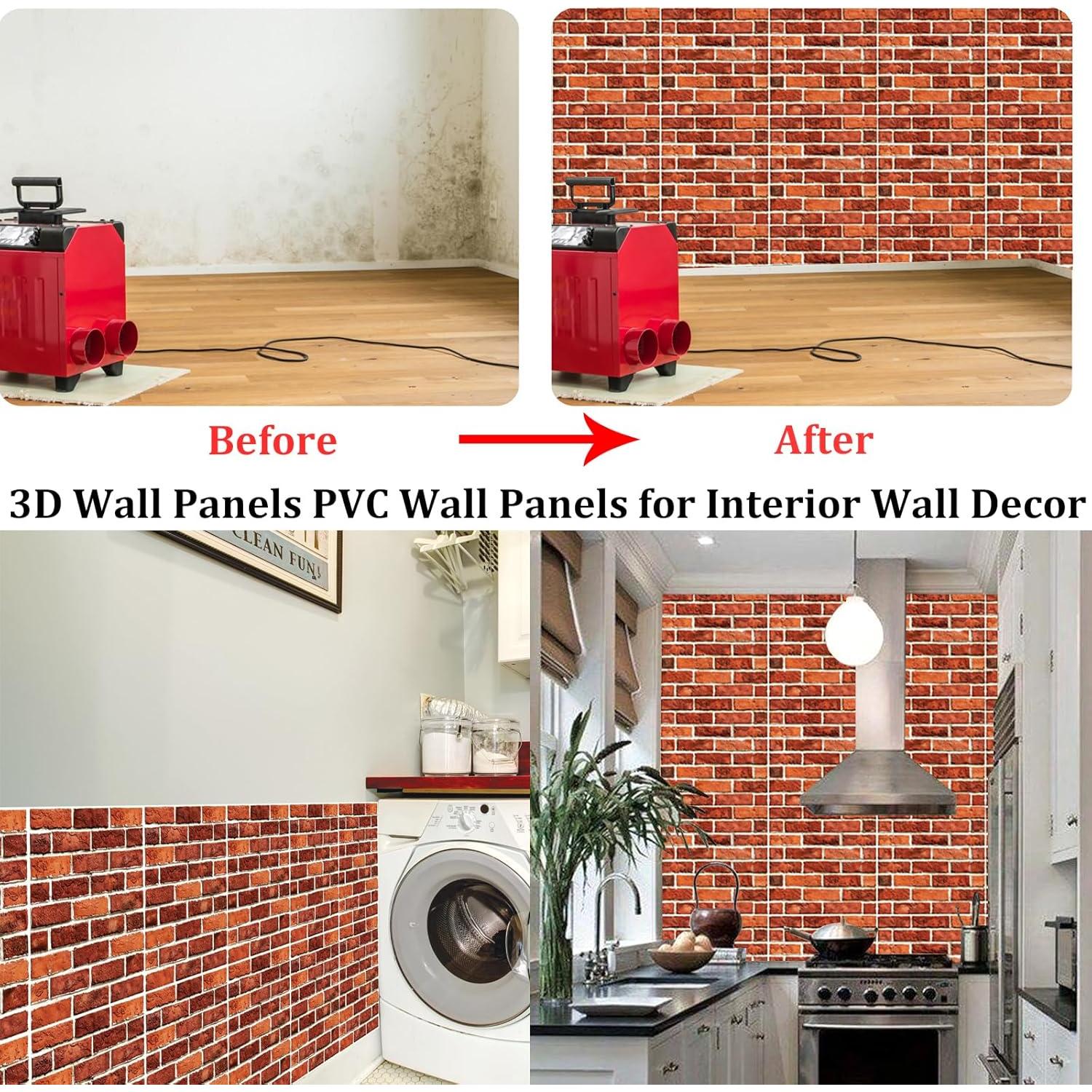 Paneles de Pared 3D Autoadhesivos Ekezon 10PCS Ladrillo 30.48cm