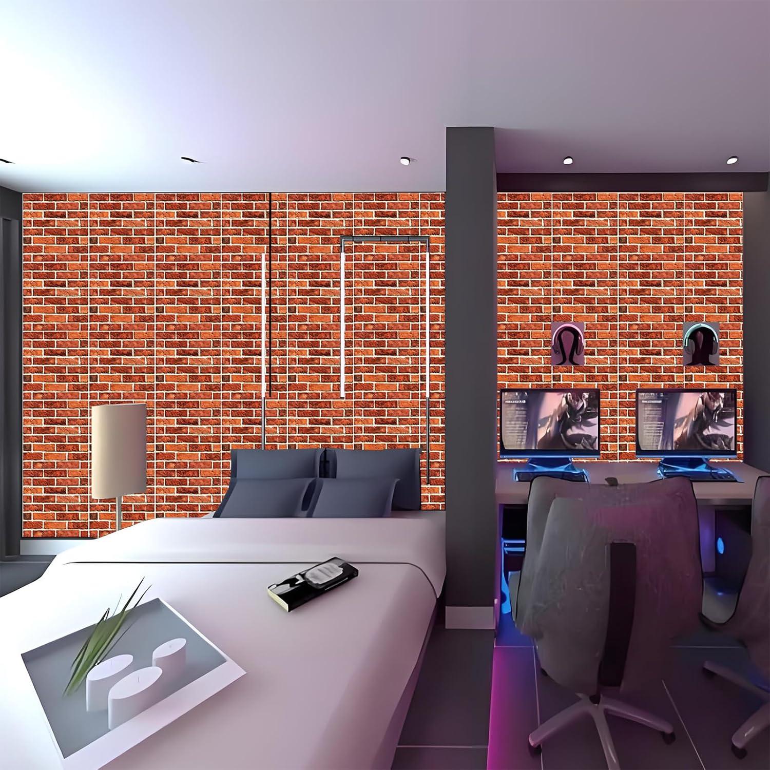 Paneles de Pared 3D Autoadhesivos Ekezon 10PCS Ladrillo 30.48cm