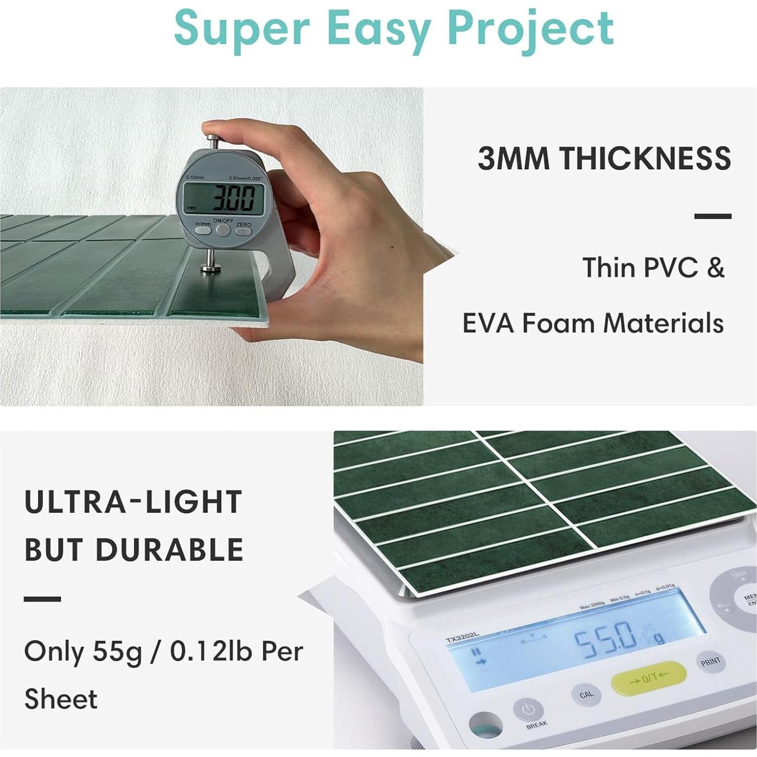 Azulejos Autoadhesivos Commomy 10 Pcs Verde Mate 30x30 cm 3D