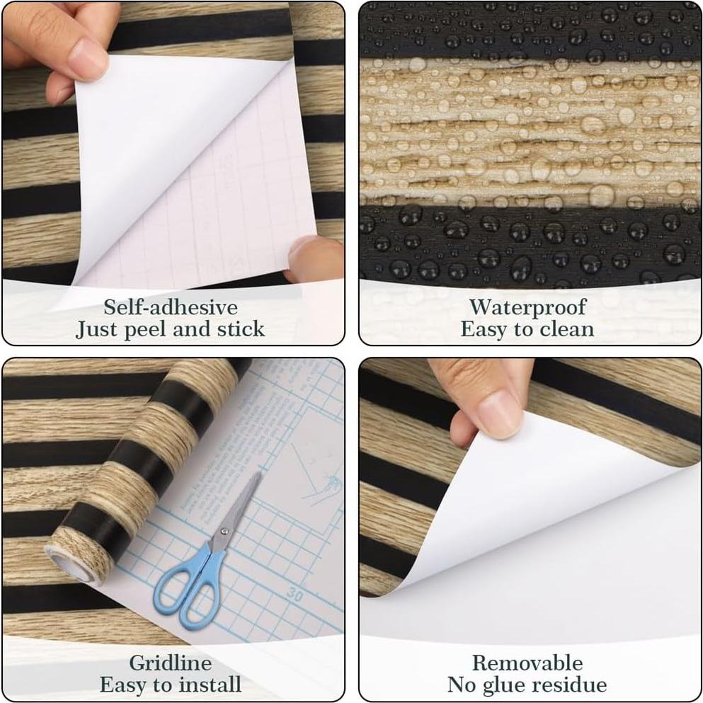 Papel Tapiz Autoadhesivo Arthome 43.5x305 cm Madera Beige