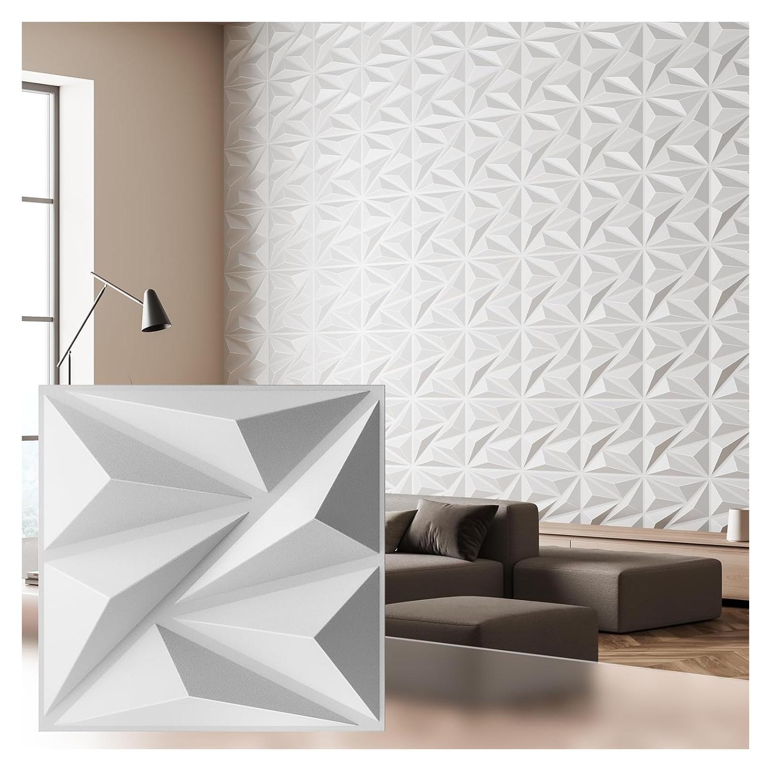 Paquete de 12 Paneles de Pared 3D Lebenforce PVC Blanco 1.02 m²