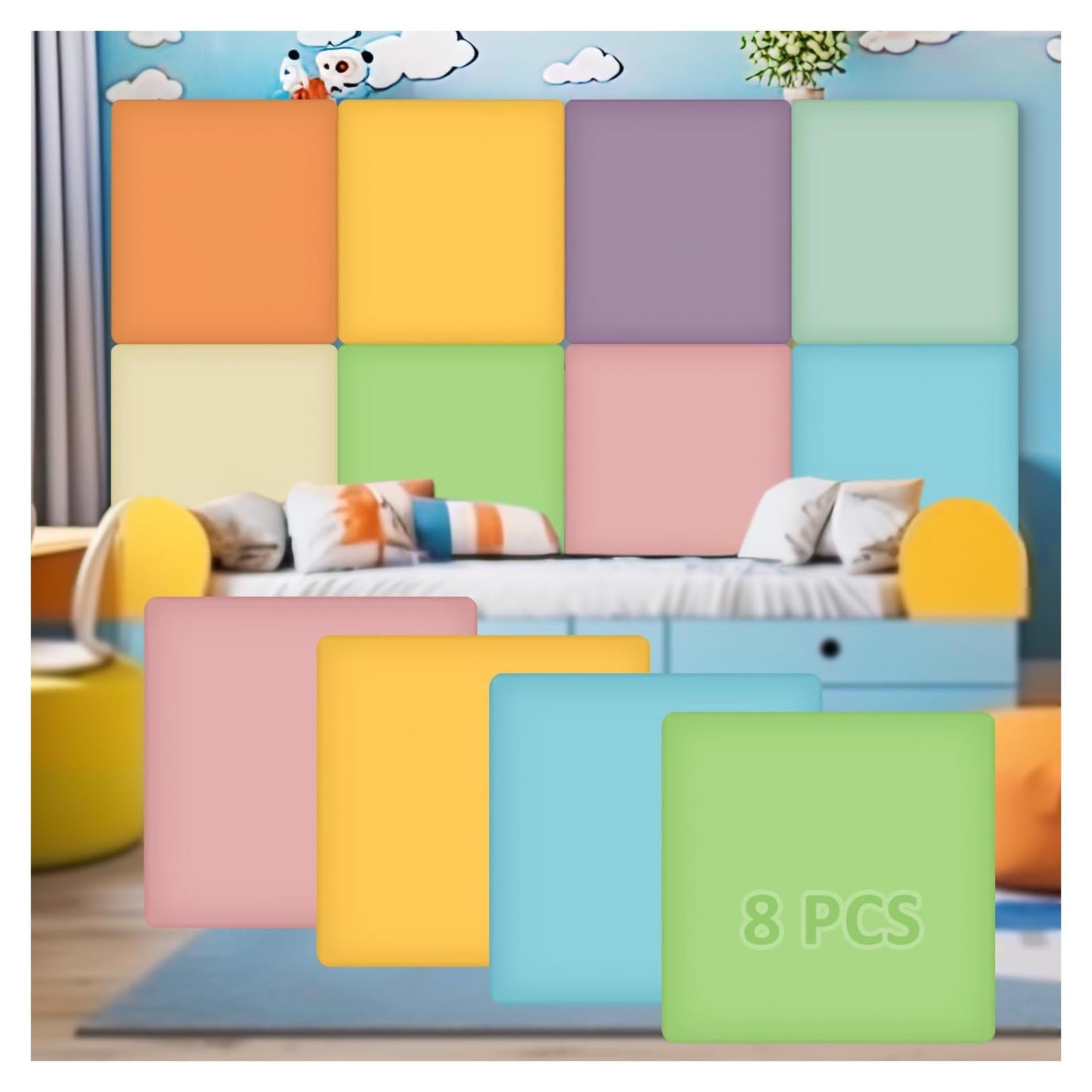 Paquete de 8 Paneles de Pared Hahafelt 30x30 cm Acolchados