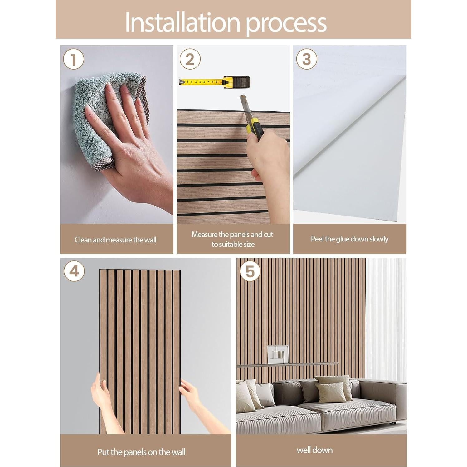 Paneles de Pared Autoadhesivos Kieacia 4 Pack Madera Nuez