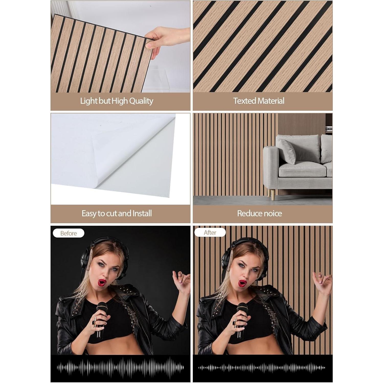 Paneles de Pared Autoadhesivos Kieacia 4 Pack Madera Nuez