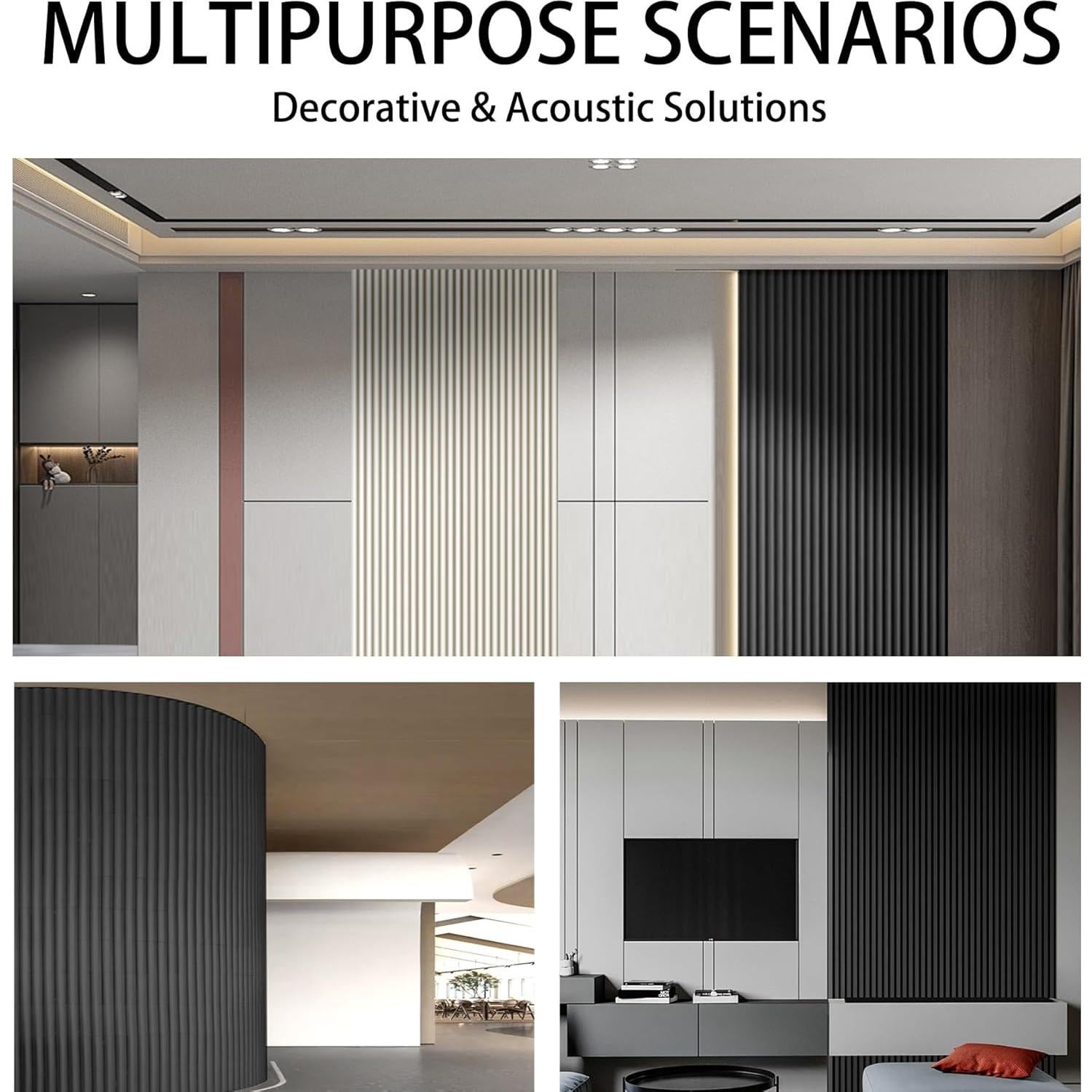 Panel de Pared 3D Gaahing Autoadhesivo Acústico Negro 2.99m