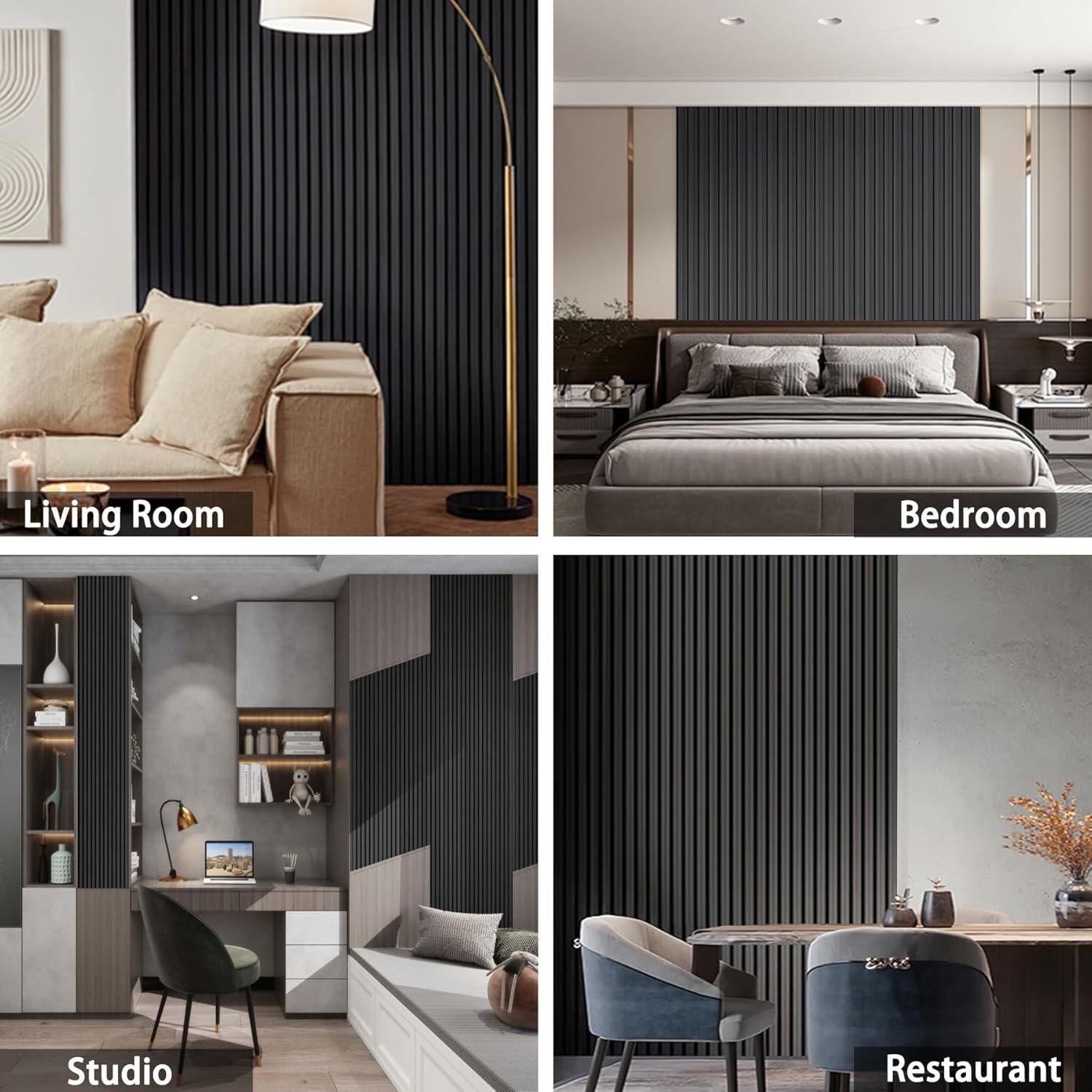 Panel de Pared 3D Gaahing Autoadhesivo Acústico Negro 2.99m